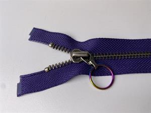 Lynlås - delbar, mørk lilla med metaltænder, 30 cm