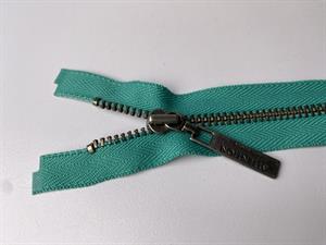 Lynlås - delbar, turkisgrøn med metaltænder, 45 cm