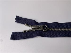 Lynlås - delbar, marineblå med metaltænder, 65,5 cm