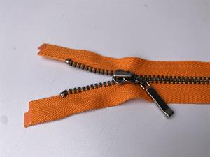 Lynlås - delbar, orange med metaltænder, 33 cm