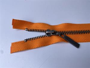 Lynlås - delbar, orange med metaltænder, 16 cm