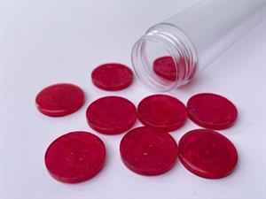 Knap - gennemsigtig fuchsia med fed ridset effekt, 18 mm