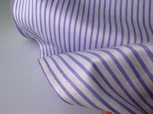 Skjortepoplin - strukturvævet med lilla striber