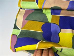 Fastvævet viscose - geometrisk mønster i skønne farver