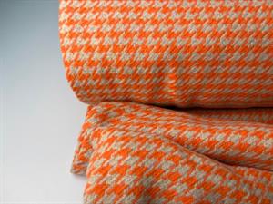 Vævet bomuld/polyester - blød og med hanefjed i orange og beige