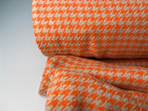 Vævet bomuld/polyester - blød og med hanefjed i orange og beige
