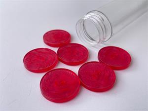 Knap - gennemsigtig fuchsia med fed ridset effekt, 29 mm
