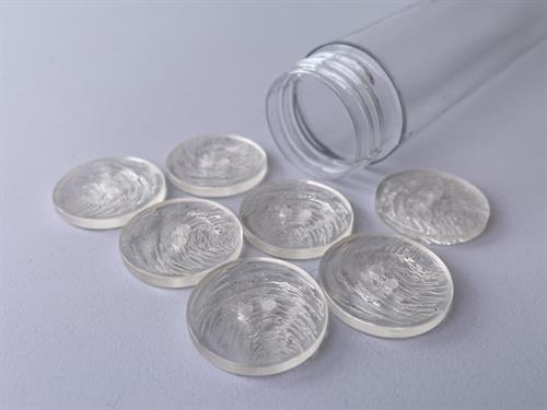 Knap - gennemsigtig med fed ridset effekt, 22 mm