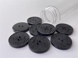 Knap - gennemsigtig sort med fed ridset effekt, 29 mm