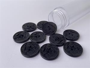 Knap - gennemsigtig sort med fed ridset effekt, 18 mm