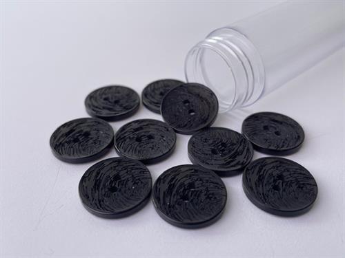 Knap - gennemsigtig sort med fed ridset effekt, 18 mm