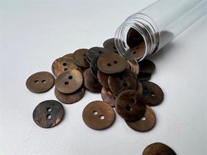 Perlemorsknap - chokoladebrun, 15 mm