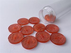 Knap - gennemsigtig melon med fed ridset effekt, 17 mm