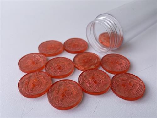 Knap - gennemsigtig melon med fed ridset effekt, 17 mm