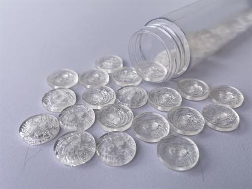 Knap - gennemsigtig med fed ridset effekt, 12 mm
