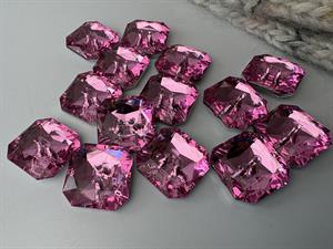 Kæmpe bling knap - pink, 2 huller 30 mm