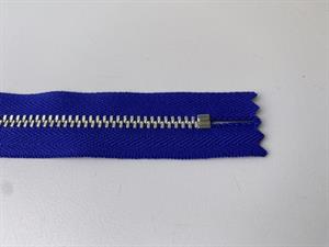 Lynlås - ikke delbar, koboltblå med sølv metaltænder, 13 cm
