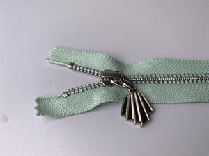 Lynlås - ikke delbar, mint med sølv metaltænder, 13 cm