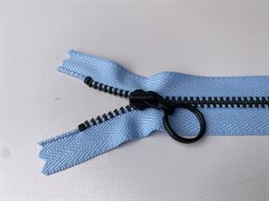 Lynlås - ikke delbar, lyseblå med metaltænder, 13 cm