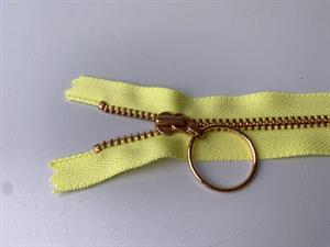 Lynlås - ikke delbar, gul med rose gold metaltænder, 13 cm