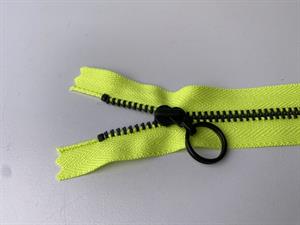Lynlås - ikke delbar, neongul med metaltænder, 13 cm