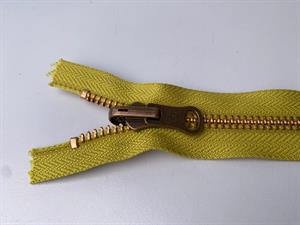 Lynlås - ikke delbar og vendbar, sennepsgrøn med metaltænder, 18 cm