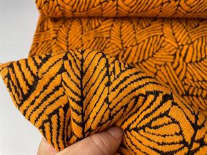 Jacquard jersey - fine blade i orange og sort