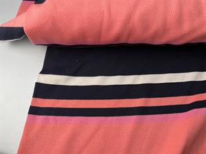 Pique jersey - stribet i lyserød, sort og offwhite