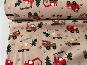 Bomuldsjersey - trucks & christmas trees