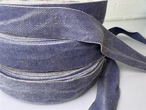 Bomulds bændel - slidt jeans look, 38 mm