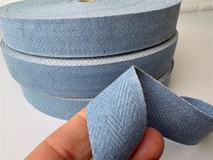 Bomulds bændel - sildebensvævet i himmelblå, 30 mm
