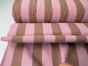 Vævet gammeldags bomuld - lækre brede striber i rosa/ nougat