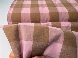 Vævet gammeldags bomuld - lækre tern i rosa / nougat, kommer igen uge 28