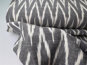 Vævet ikat - zig zag i offwhite/ grå