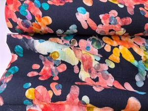 Vævet hør/viscose - intense farver på marine bund