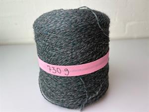 Shetlandsuld 2 trådet - mouline spundet i grå og grønne toner, hel cone
