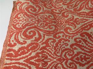 Møbelstof - virkelig flot jacquard vævet i koral/ beige