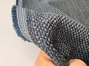 Møbelstof - lækker grov struktur, blå/ grå