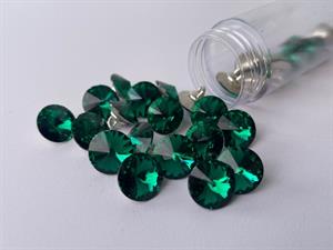 Simili øjeknap - gennemsigtig smaragdgrøn, 12mm