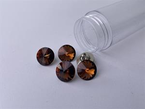 Simili øjeknap - gennemsigtig brun, 12mm
