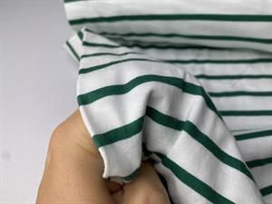 Bomuldsjersey - offwhite med grønne striber