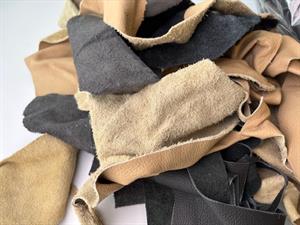 Læder - skindrester i blandede farver ca. 2,5 kg