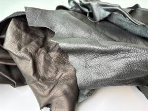 Læder - skindrester i sort, 2,5 kg