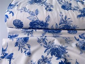 Bomuldsjersey - yndigt Toile de Jouy inspireret print 