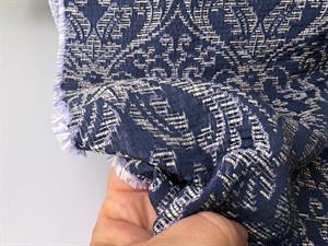 Brokade - jacquardvævet bomuld i mørkeblå