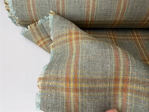 Fastvævet hør - checks dusty mint blue