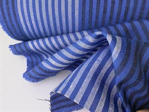 Fastvævet hør / bomuld - stripes blue mix