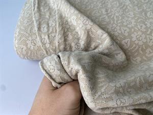 Polyesterjersey - beige med blonder