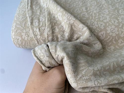 Polyesterjersey - beige med blonder