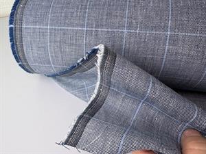 Fastvævet hør - big checks blue